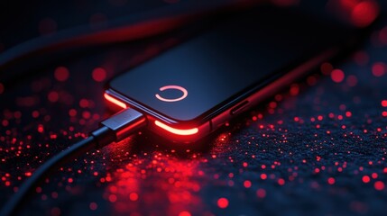 battery charge smartphone with cable usb c energy charge red black color