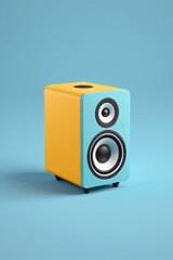 there is a speaker that is sitting on a blue surface