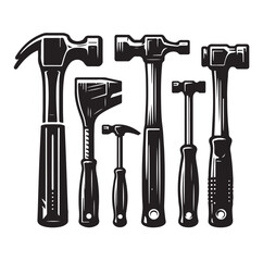 Hammer set silhouette vector illustration
