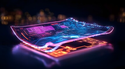 futuristic tech data hologram overlay - neon colors