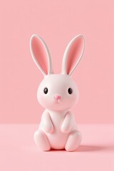 Obraz premium there is a white rabbit sitting on a pink surface