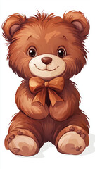 Fototapeta premium Fluffy teddy bear with bow, perfect for cuddles and gifts