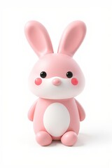 Obraz premium there is a pink toy rabbit sitting on a white surface