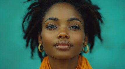 biblical character close up portrait of a black woman with a shawl looking up