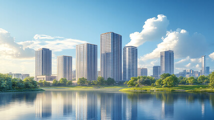 abstract modern showcasing a vibrant cityscape with modern architecture, abstract modern construction of cityscape with buildings, modern interior architectural various building.