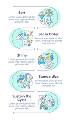 5S methodology infographic design template. Lean manufacturing. Workplace efficiency. Data visualization with 5 options. Process vertical flow chart. Montserrat SemiBold, Lato Regular fonts used © bsd studio