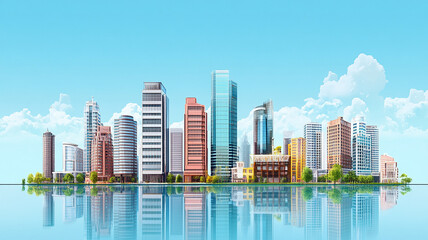 abstract modern showcasing a vibrant cityscape with modern architecture, abstract modern construction of cityscape with buildings, modern interior architectural various building.