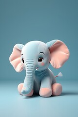 there is a small elephant sitting on a blue surface