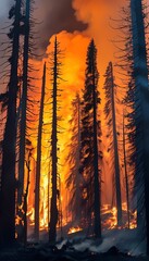 Fire Forest at Night