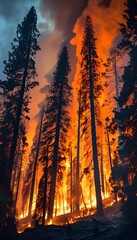 Fire Forest at Night