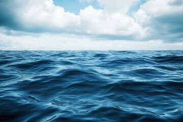 Fototapeta premium Calm ocean waves under a cloudy sky.