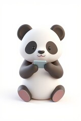 Fototapeta premium a close up of a panda bear sitting on a white surface