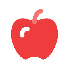 A simple pixel art representation of a red apple