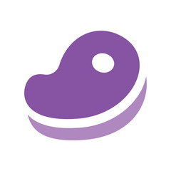 A stylized purple image of a meat steak