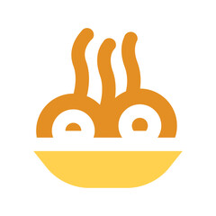 Pixel art depicts a bowl of orange food