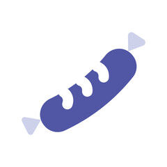 A stylized purple candy cane rests on a grey background