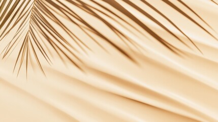 Obraz premium Soft Beige Fabric with Palm Leaf Shadows Creating a Serene Atmosphere