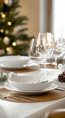 Fototapeta premium Christmas Dinner Table Setting