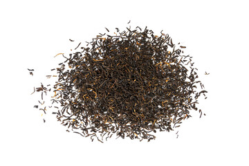 Black Tea Leaves Isolated, High Quality Black Tea Pile, Dry Organic Indian Drink, Black Tea Leaves on White