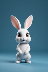 Obraz premium arafed white rabbit standing on its hind legs with a blue background