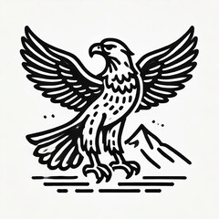 Obraz premium Eagle bird silhouette logo icon on white background