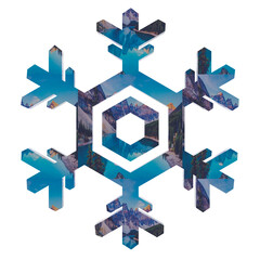 Obraz premium glass snowflake ith winter reflection on a transparent background