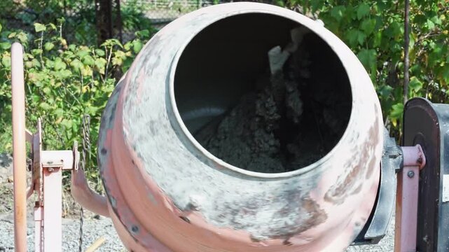 concrete mixer in operation
