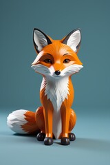 Obraz premium there is a small toy fox sitting on a blue surface