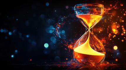 An hourglass with vibrant colors representing time