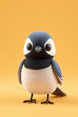 Fototapeta premium there is a small bird with a black and white face and a black and white beak