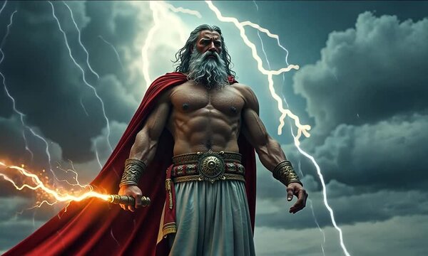 lord zeus hold lightning in his hand