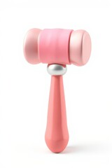 there is a pink toy with a silver ball on it