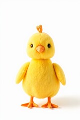 yellow stuffed animal with orange feet and a yellow crown