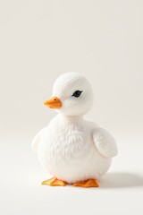 there is a white duck that is sitting on a white surface
