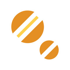 Two Pixelated Orange Circles Divided by a Yellow Line