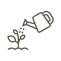 Watering can icon pouring water onto a plant on a clean minimal background  