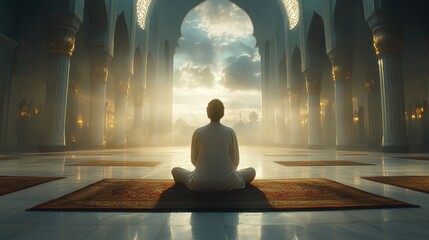 Serene Meditation in a Majestic Mosque