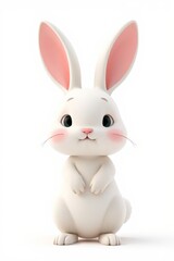 Obraz premium there is a white rabbit with pink ears sitting on a white surface
