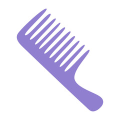 Wide tooth hair comb with handle. Hairdressing professional tool and hair styling accessory