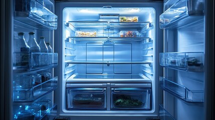 Fototapeta premium close up of a double white freezer refrigerator without food insid