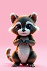 Fototapeta premium a close up of a raccoon with a heart shaped hand