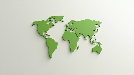 Detailed and Stylish Representation of the World Map in Green Tones on a Clean Background for Environmental and Travel Projects