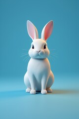 Obraz premium there is a white rabbit sitting on a blue surface