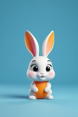 Obraz premium there is a small white rabbit with a carrot in its mouth