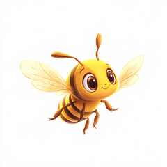 Fototapeta premium Bee isolated on white background. Macro shot of honey bee, Apis mellifera 