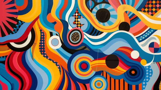 abstract design using repetitive patterns and shapes.