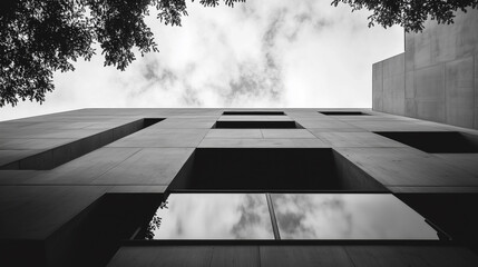 abstract modern architecture monotone in black and white