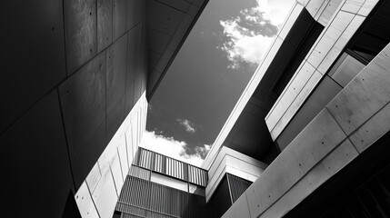 abstract modern architecture monotone in black and white