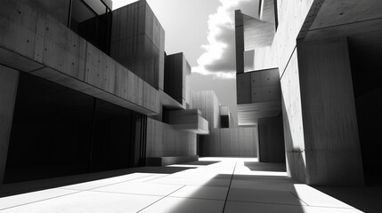 abstract modern architecture monotone in black and white