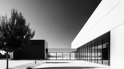 abstract modern architecture monotone in black and white